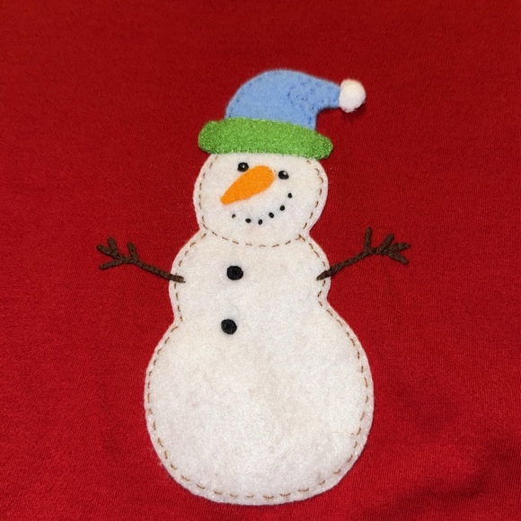 Luigi kids snowman appliqué red long sleeve T-shirt sizes 6X and 10 EUC - Picture 2 of 4